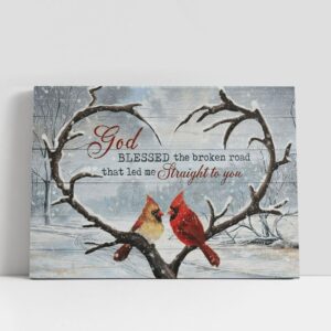 Christian Canvas Wall Art, Cardinal Winter Landscape…