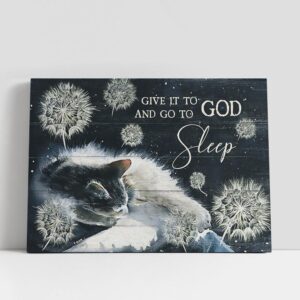 Christian Canvas Wall Art, Cat Dandelion Give…