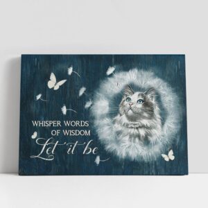 Christian Canvas Wall Art, Cat Dandelion White…