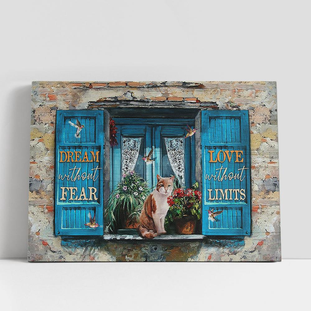 Christian Canvas Wall Art, Cat Flower Dream Without Fear Wall Art Canvas, Christian Gifts Wall Art Christian Canvas Wall Art, Cat Flower Dream Without Fear Wall Art Canvas, Christian Gifts Wall Art