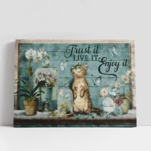 Christian Canvas Wall Art, Cat Flower God…