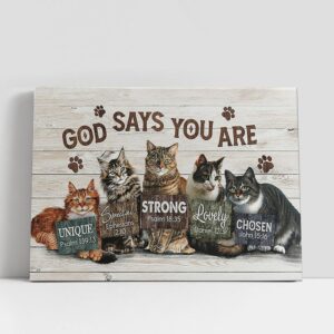 Christian Canvas Wall Art, Cat God Says…