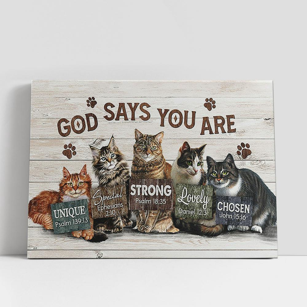 Christian Canvas Wall Art, Cat God Says You Are Canvas Wall Art