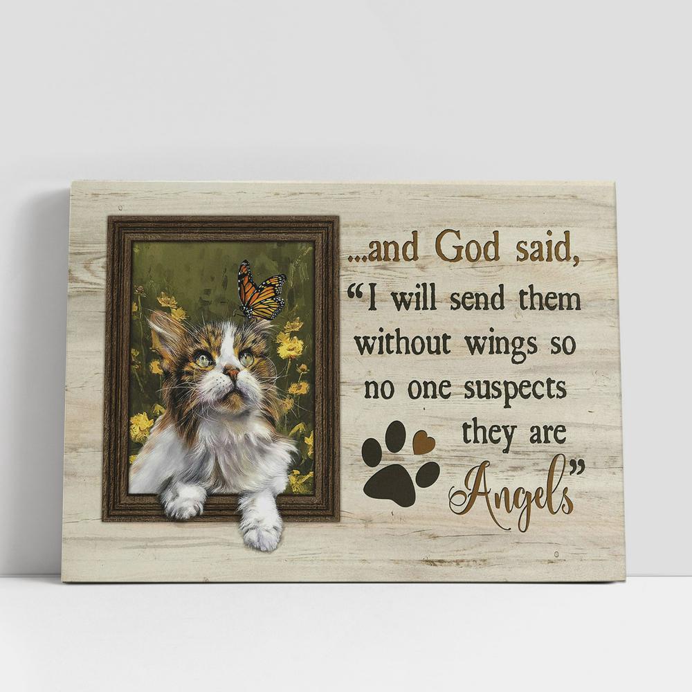 Christian Canvas Wall Art, Cat I Will Send Them Without Wings Canvas Painting, Christian Gifts Wall Art