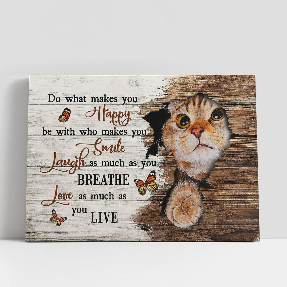 Christian Canvas Wall Art, Cat Orange Butterfly Broken Wall Love As Much As You Live Canvas Wall Art