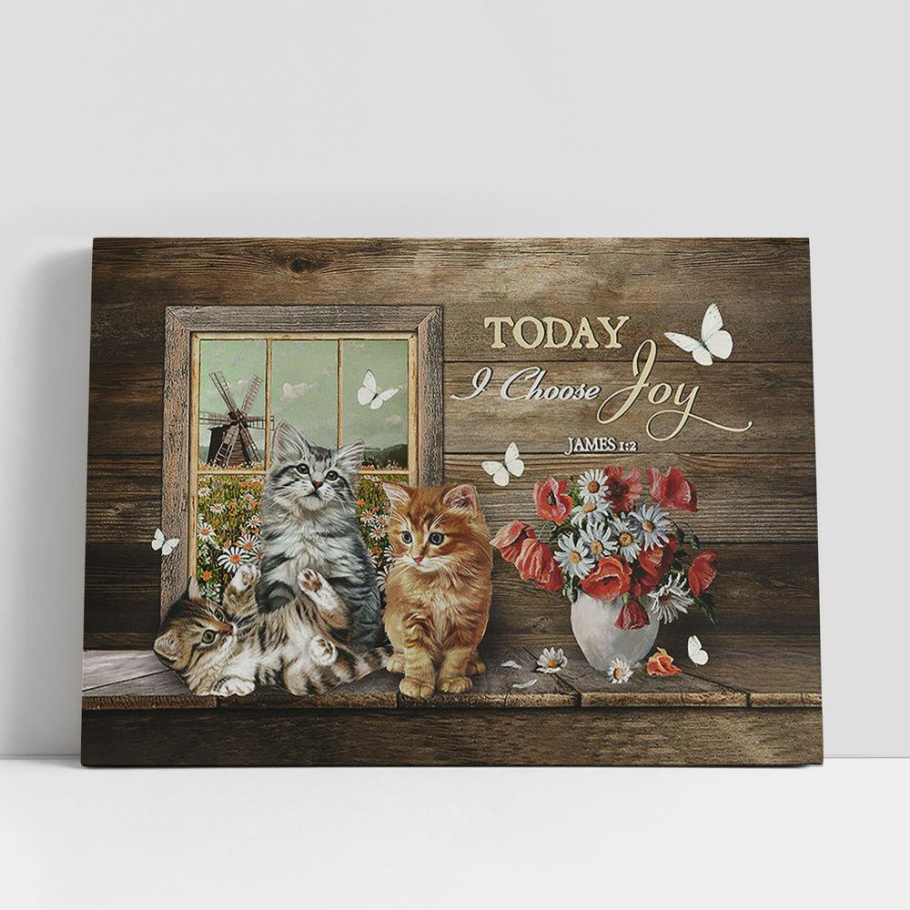 Christian Canvas Wall Art, Cat Red Poppy Today I Choose Joy Canvas Wall Art Christian Canvas Wall Art, Cat Red Poppy Today I Choose Joy Canvas Wall Art