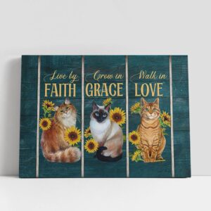 Christian Canvas Wall Art, Cat Sunflower Live…