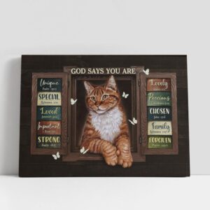 Christian Canvas Wall Art, Cat White Butterfly…