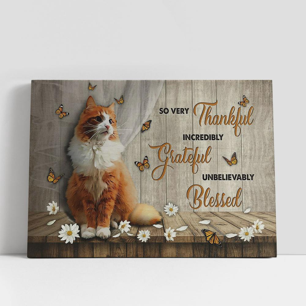Christian Canvas Wall Art, Cat White Daisy So Very Thankful Canvas Wall Art Christian Canvas Wall Art, Cat White Daisy So Very Thankful Canvas Wall Art