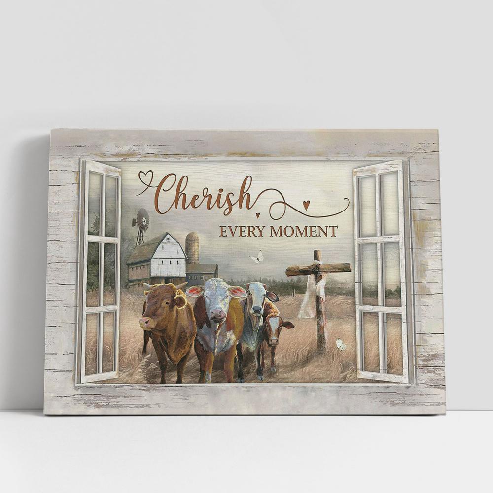 Christian Canvas Wall Art, Cherish Every Moment Cows On Field Canvas Prints, Religious Canvas Art Christian Canvas Wall Art, Cherish Every Moment Cows On Field Canvas Prints, Religious Canvas Art