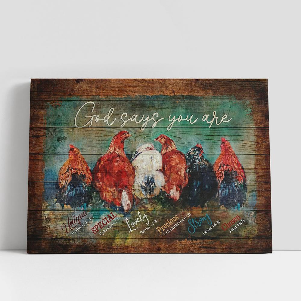 Christian Canvas Wall Art, Chicken Farm God Says You Are Canvas Wall Art