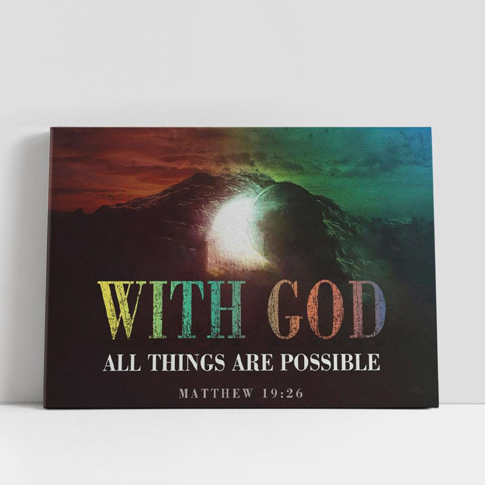 Christian Canvas Wall Art, Christian Gifts Easter Gifts Matthew 1926 With God All Things Are Possible Canvas Wall Art Christian Canvas Wall Art, Christian Gifts Easter Gifts Matthew 1926 With God All Things Are Possible Canvas Wall Art