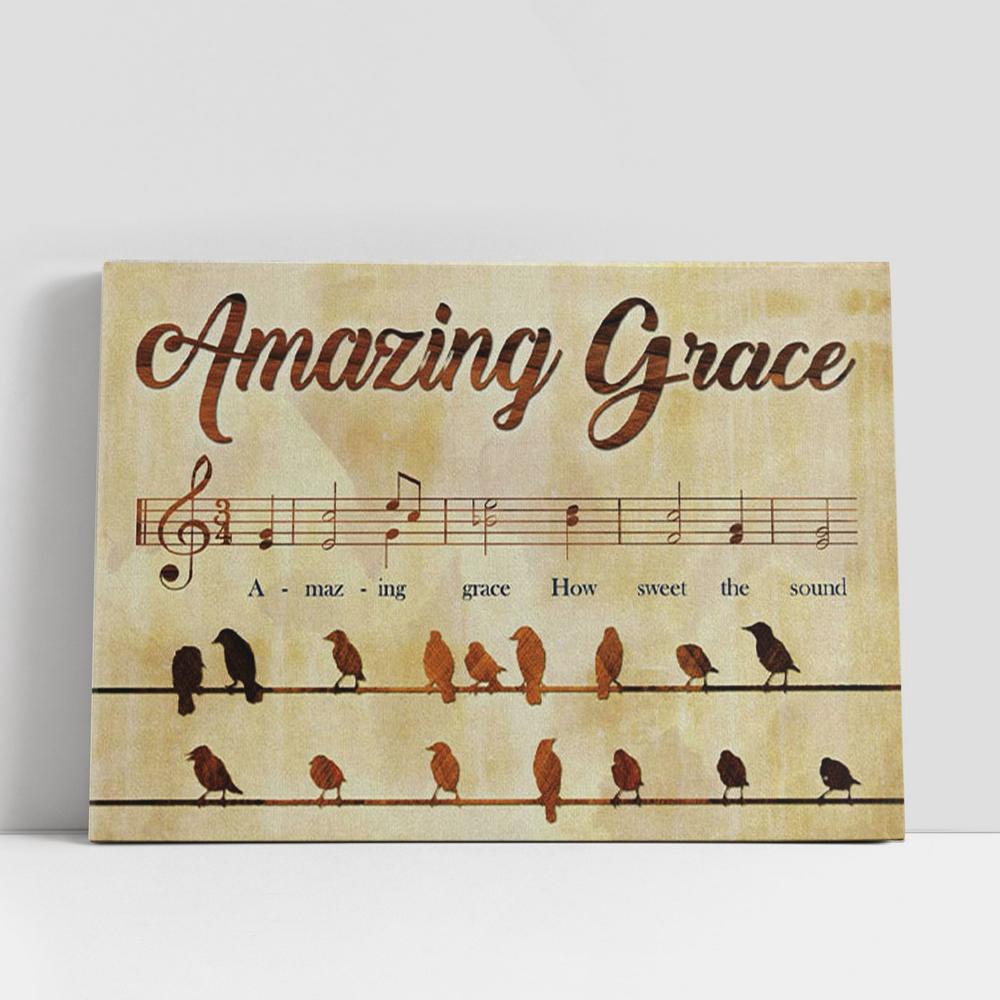 Christian Canvas Wall Art, Christian Gifts Wall Art Amazing Grace How Sweet The Sound, Bird Painting Canvas Print