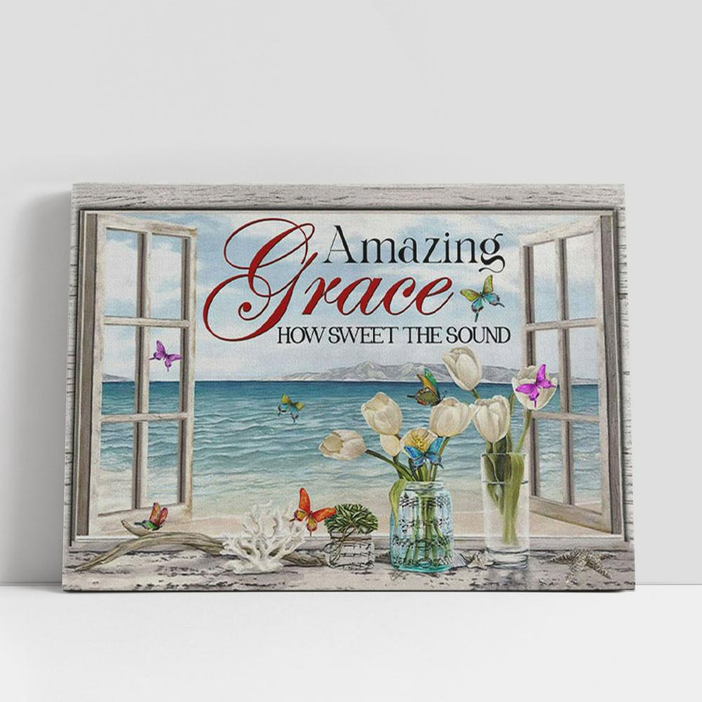 Christian Canvas Wall Art, Christian Gifts Wall Art Amazing Grace How Sweet The Sound, Butterflies Canvas Print Christian Canvas Wall Art, Christian Gifts Wall Art Amazing Grace How Sweet The Sound, Butterflies Canvas Print