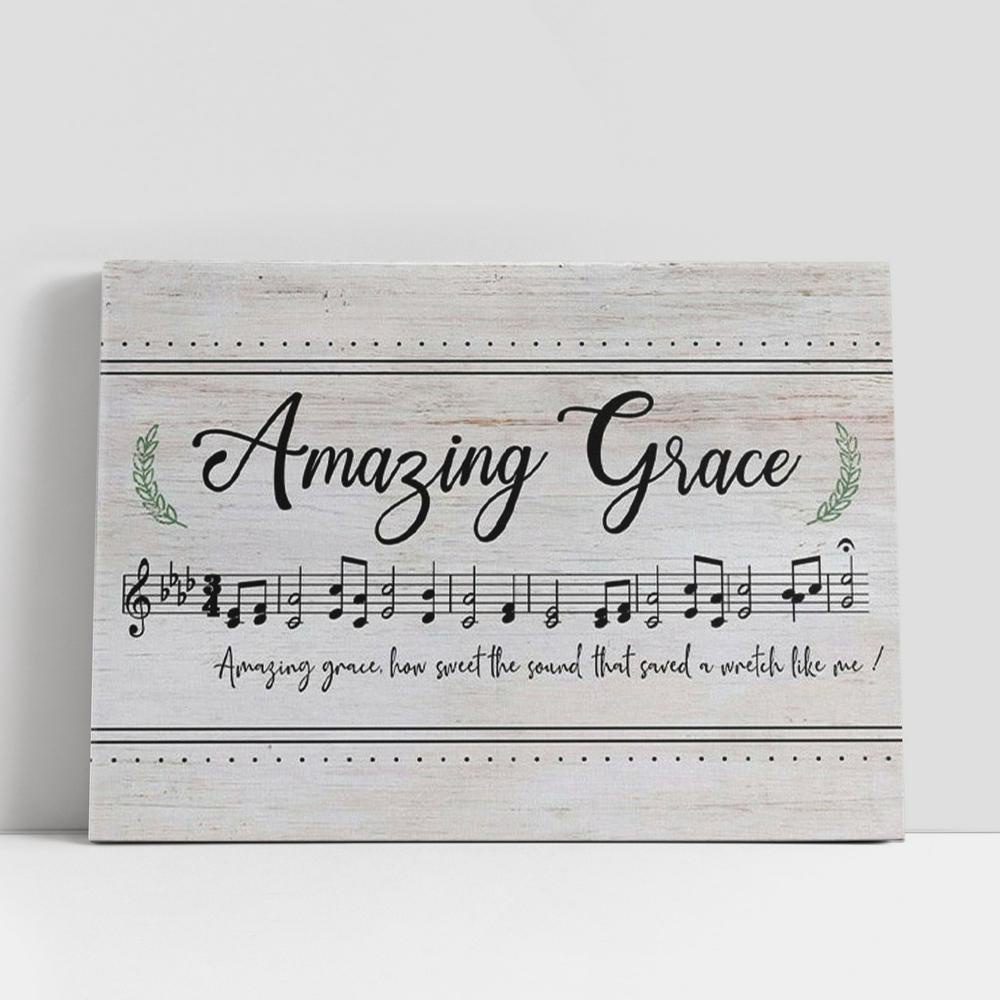 Christian Canvas Wall Art, Christian Gifts Wall Art Amazing Grace How Sweet The Sound, Sheet Music, Christian Gifts Song Lyrics Canvas Art