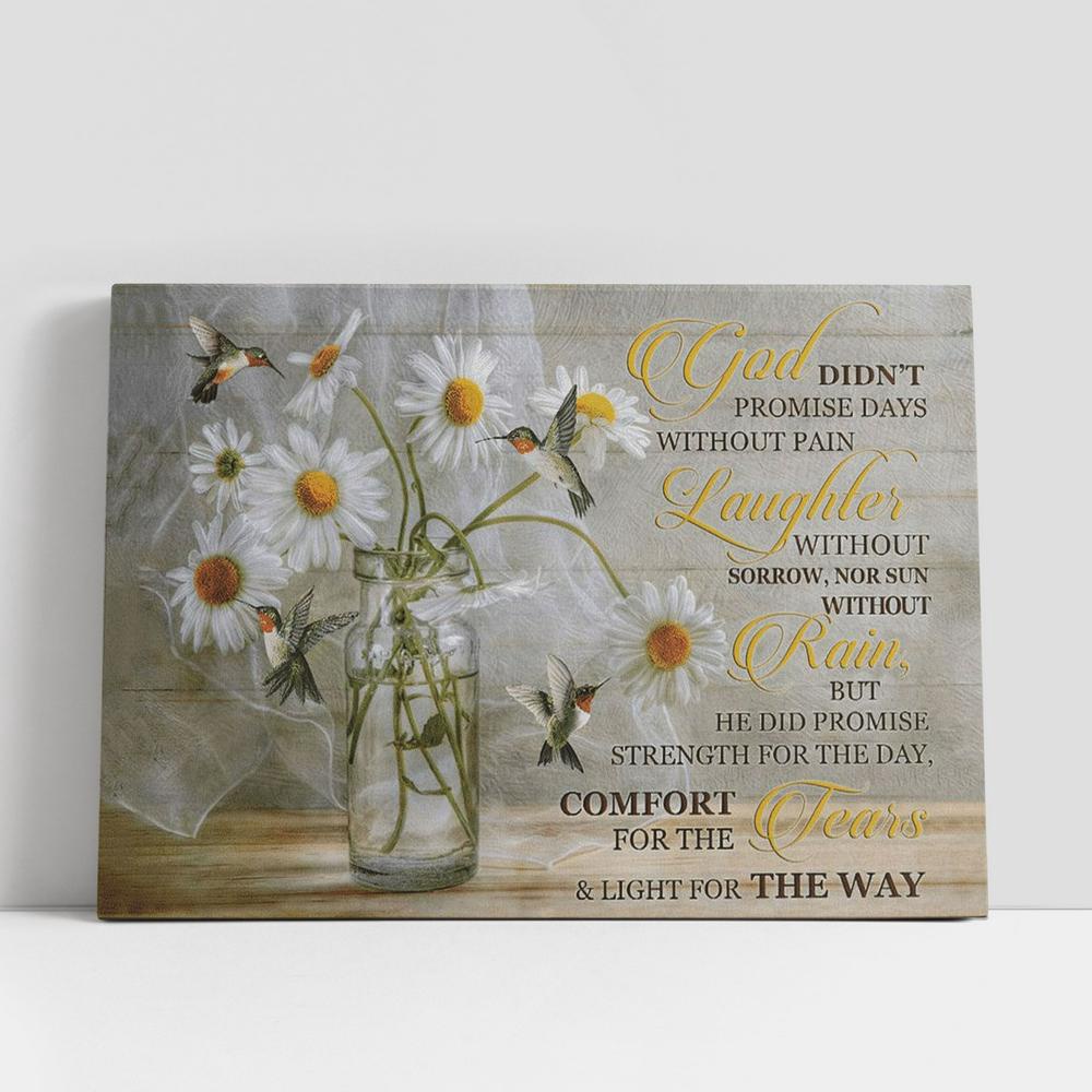 Christian Canvas Wall Art, Christian Gifts Wall Art Hummingbird God Didn’t Promise Days Without Pain Canvas Poster
