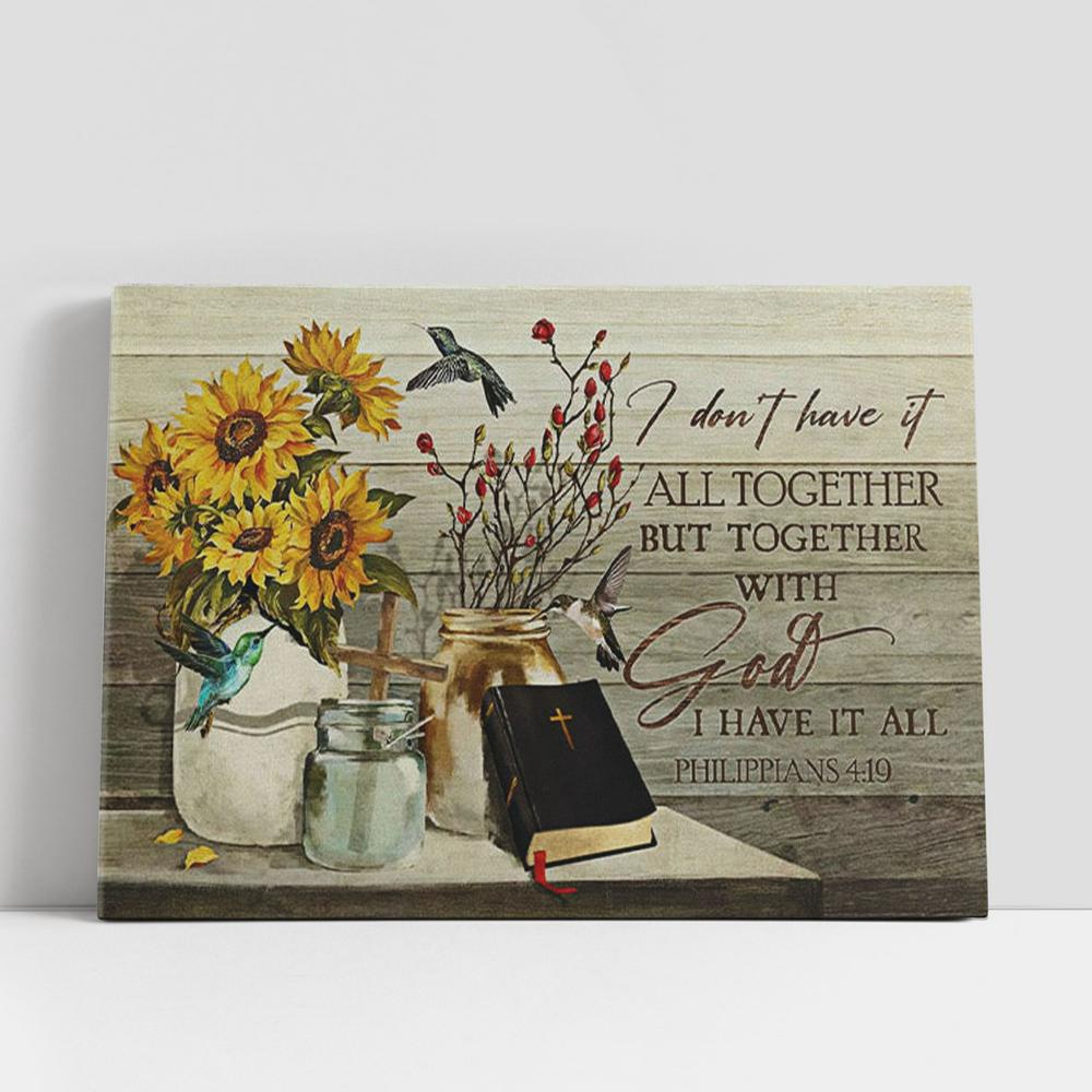 Christian Canvas Wall Art, Christian Gifts Wall Art I Don’t Have It All Together But Together With God I Have It All