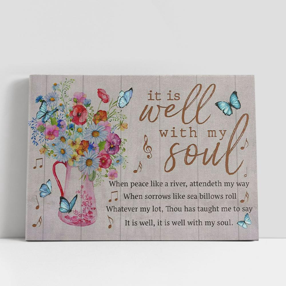 Christian Canvas Wall Art, Christian Gifts Wall Art In The Morning When I Rise Give Me Jesus Butterfly Sunflower Canvas Print