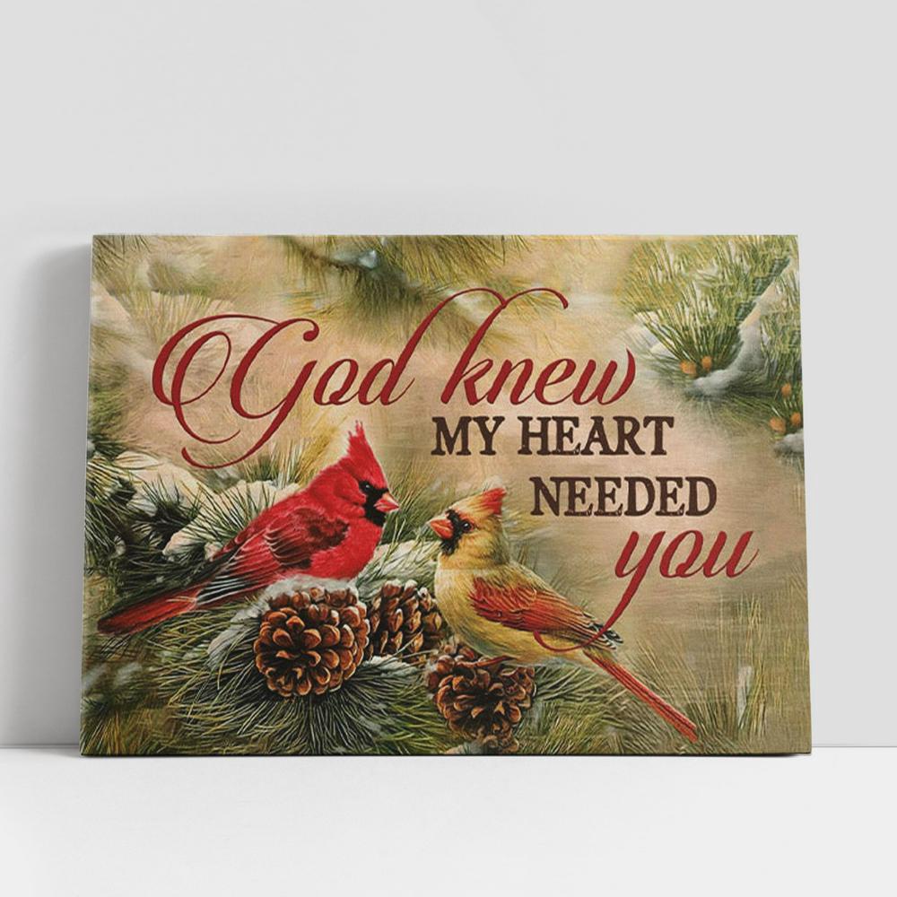 Christian Canvas Wall Art, Christmas Cardinal Bird, God Knew My Heart Needed You Canvas Wall Art Christian Canvas Wall Art, Christmas Cardinal Bird, God Knew My Heart Needed You Canvas Wall Art