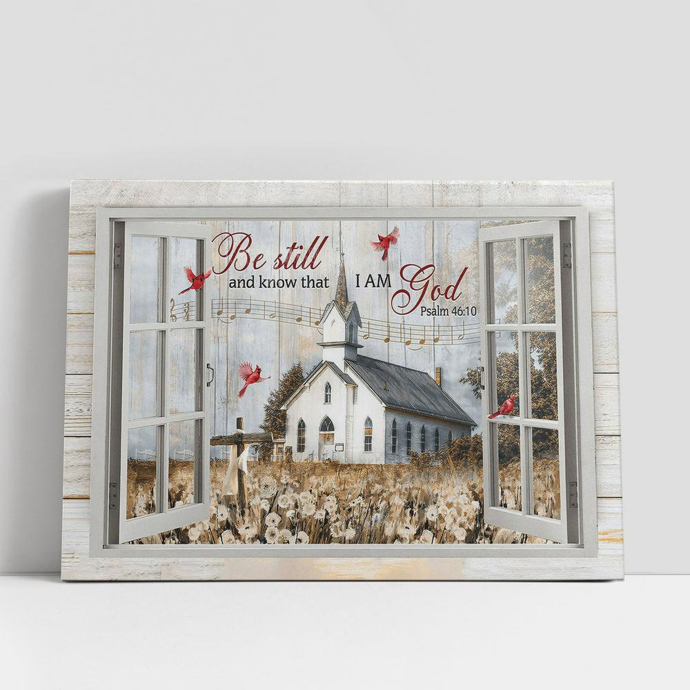 Christian Canvas Wall Art, Church Dandelion Field Red Cardinal Be Still And Know That I Am God Canvas Wall Art Christian Canvas Wall Art, Church Dandelion Field Red Cardinal Be Still And Know That I Am God Canvas Wall Art