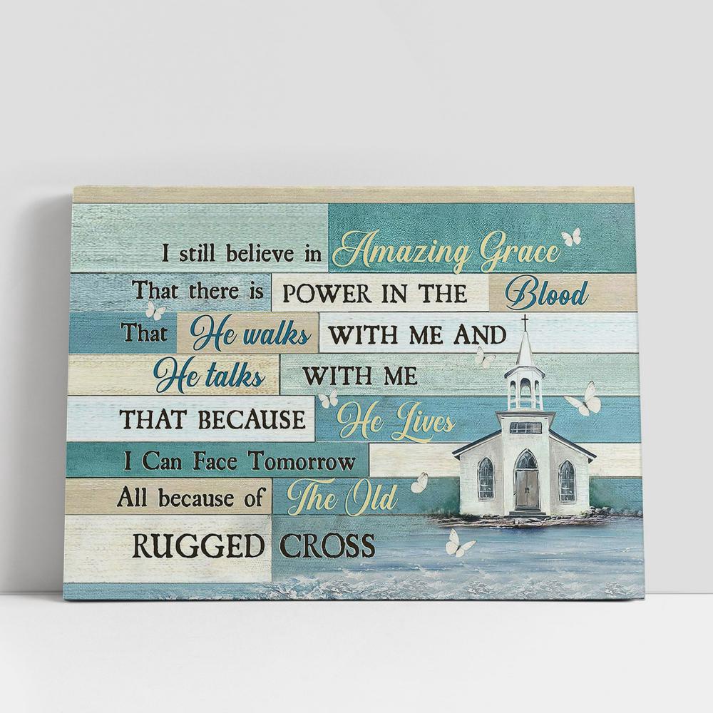 Christian Canvas Wall Art, Church White Butterfly I Still Believe In Grace Canvas Wall Art