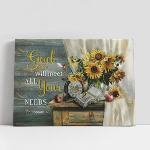 Christian Canvas Wall Art, Clock Sunflower Vase…