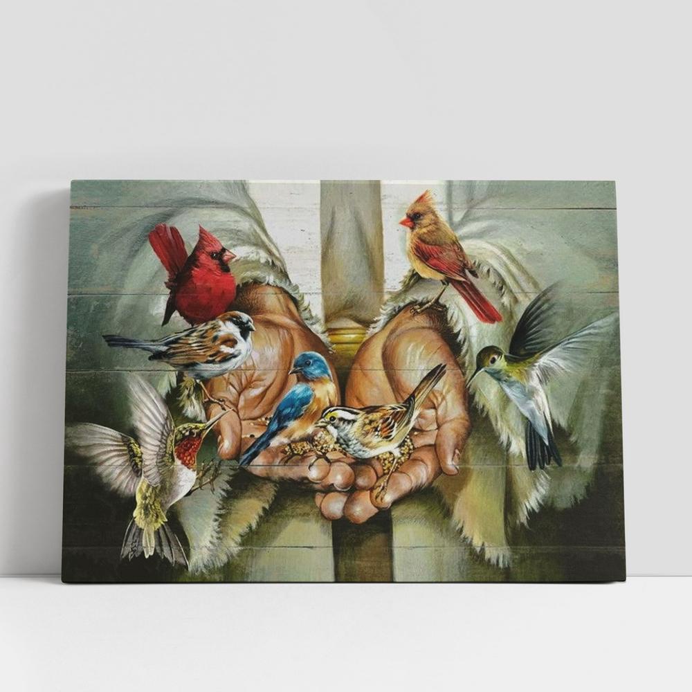 Christian Canvas Wall Art, Colorful Bird, Eastern Bluebird, Hummingbird, Cardinal, Walking With Jesus Canvas Poster Christian Canvas Wall Art, Colorful Bird, Eastern Bluebird, Hummingbird, Cardinal, Walking With Jesus Canvas Poster