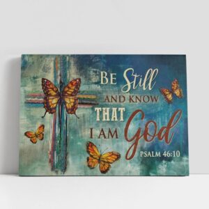 Christian Canvas Wall Art, Colorful Cross, Monarch…