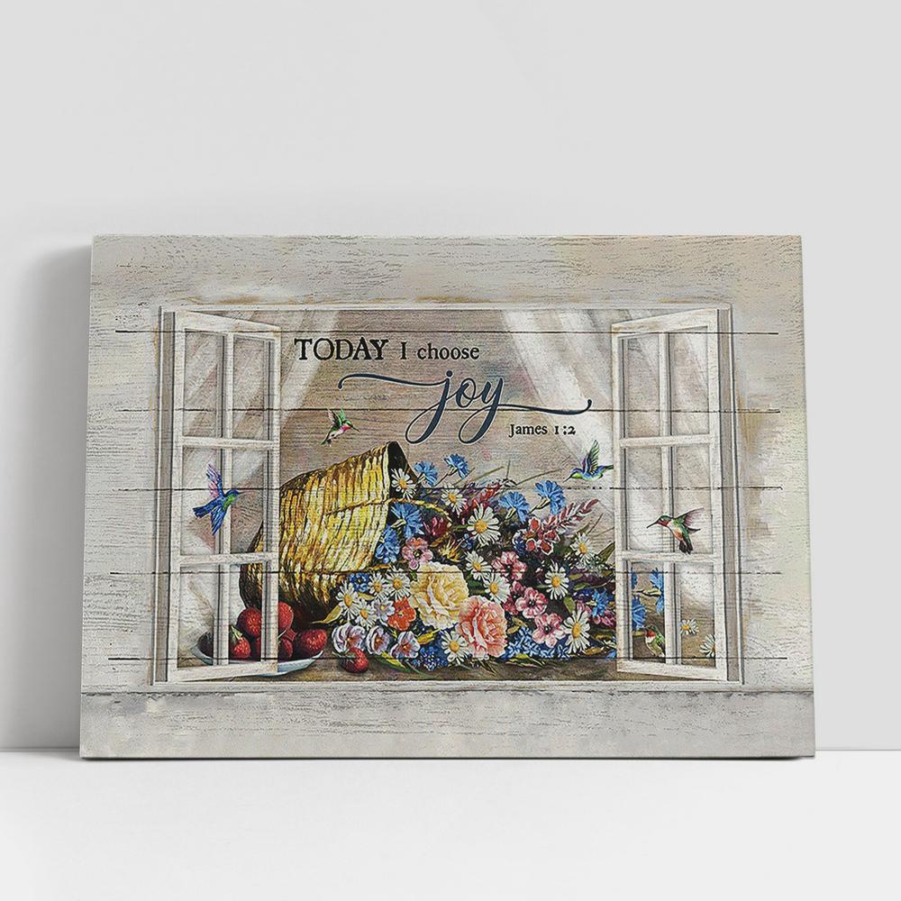 Christian Canvas Wall Art, Colorful Flower Hummingbird Today I Choose Joy Canvas Wall Art Christian Canvas Wall Art, Colorful Flower Hummingbird Today I Choose Joy Canvas Wall Art