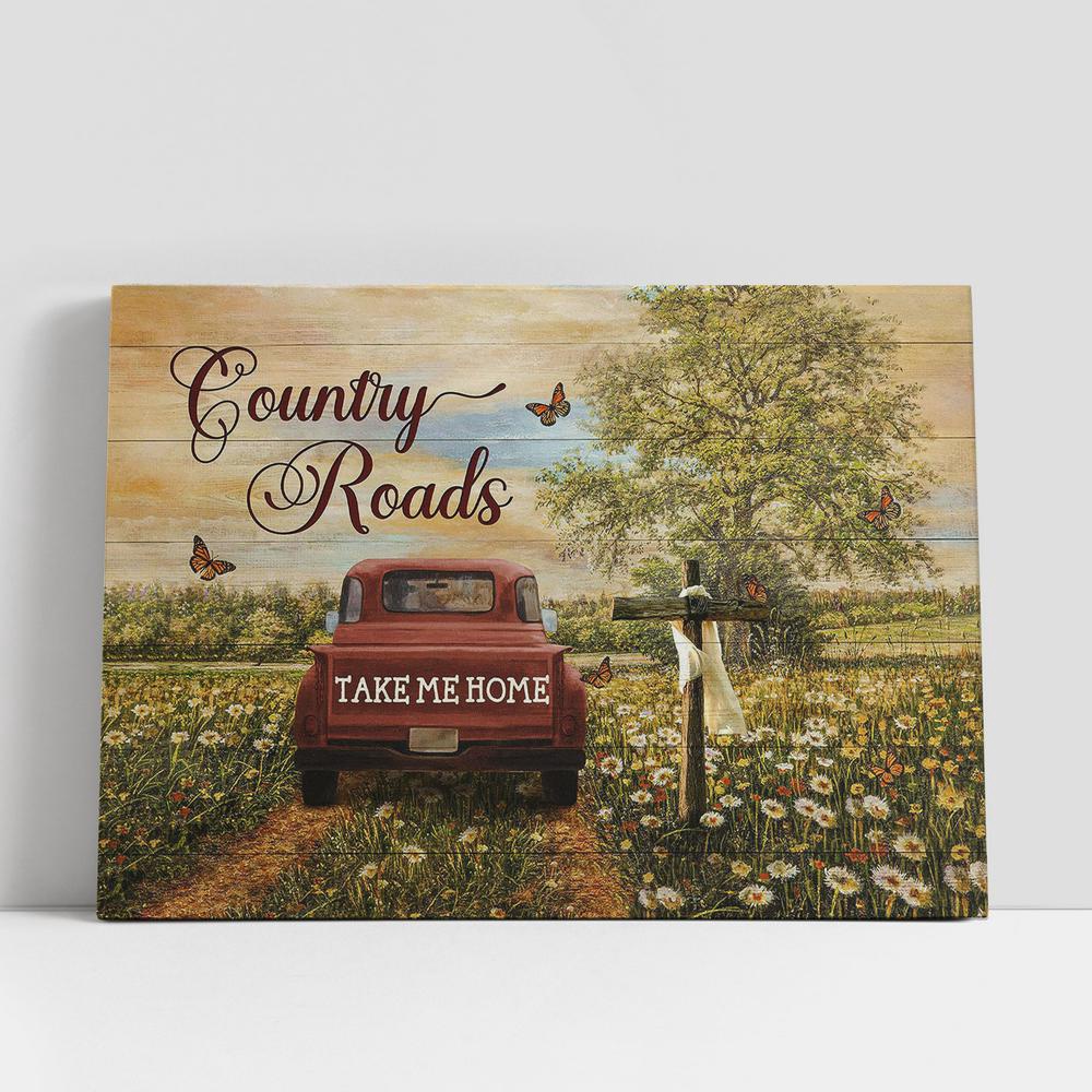 Christian Canvas Wall Art, Country Roads Take Me Home Dandelion Field Ladybug Car Canvas Wall Art Christian Canvas Wall Art, Country Roads Take Me Home Dandelion Field Ladybug Car Canvas Wall Art