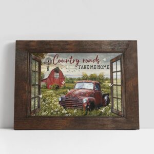 Christian Canvas Wall Art, Country Roads Take…