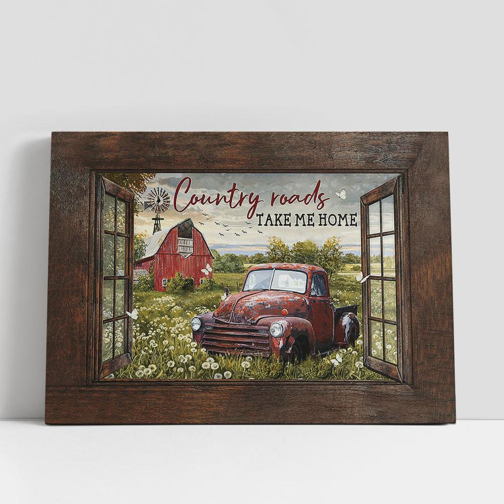 Christian Canvas Wall Art, Country Roads Take Me Home Ladybug Car Dandelion Garden Canvas Prints, Religious Canvas Art Christian Canvas Wall Art, Country Roads Take Me Home Ladybug Car Dandelion Garden Canvas Prints, Religious Canvas Art