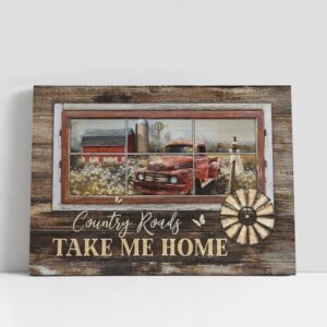 Christian Canvas Wall Art, Country Roads Take…