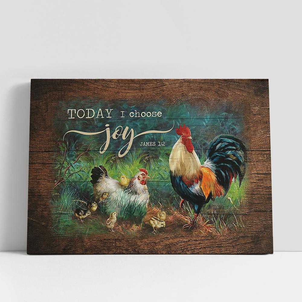 Christian Canvas Wall Art, Couple Chicken Today I Choose Joy Canvas Wall Art Christian Canvas Wall Art, Couple Chicken Today I Choose Joy Canvas Wall Art