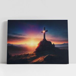 Christian Canvas Wall Art, Cross Calvary Hill…