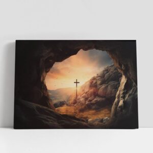 Christian Canvas Wall Art, Cross Cave With…