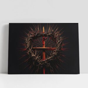 Christian Canvas Wall Art, Cross Crown Thorns…