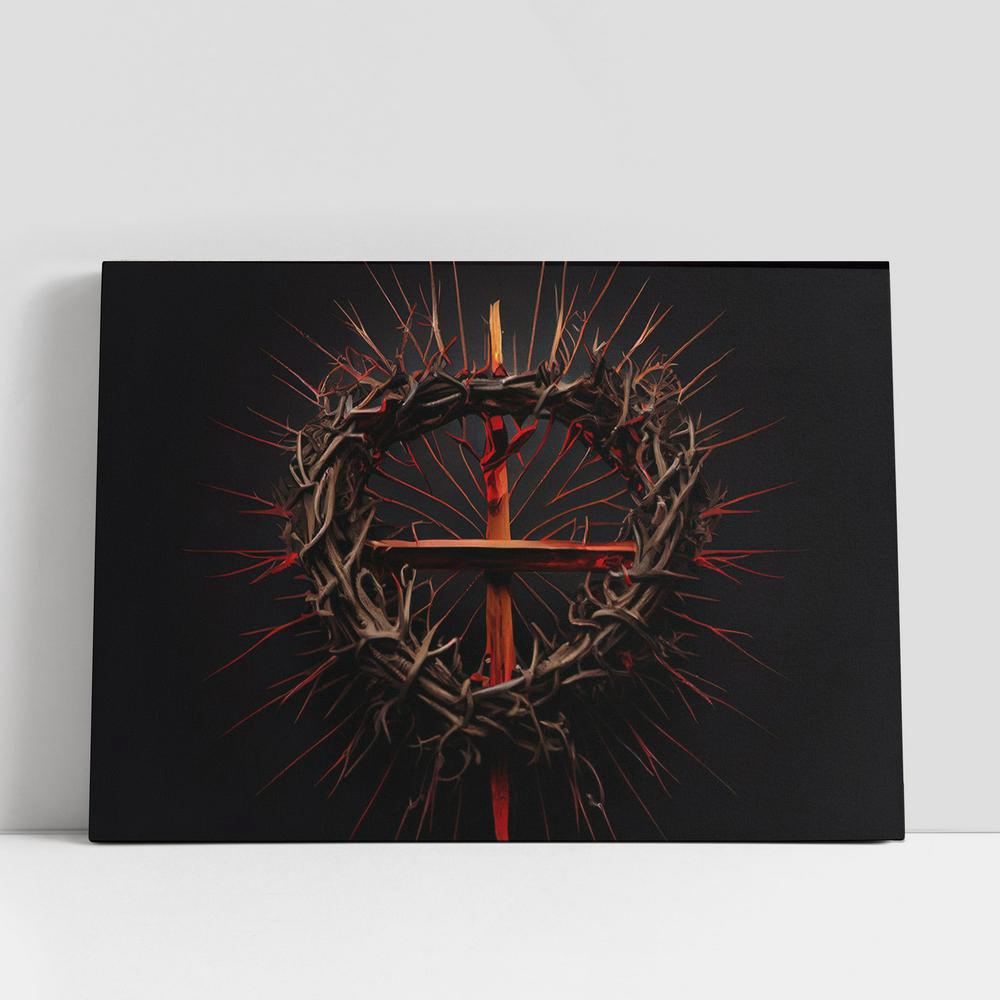 Christian Canvas Wall Art, Cross Crown Thorns Jesus Christ Canvas Pictures, Faith Art Decor Christian Canvas Wall Art, Cross Crown Thorns Jesus Christ Canvas Pictures, Faith Art Decor