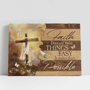Christian Canvas Wall Art, Cross Mountain Faith…
