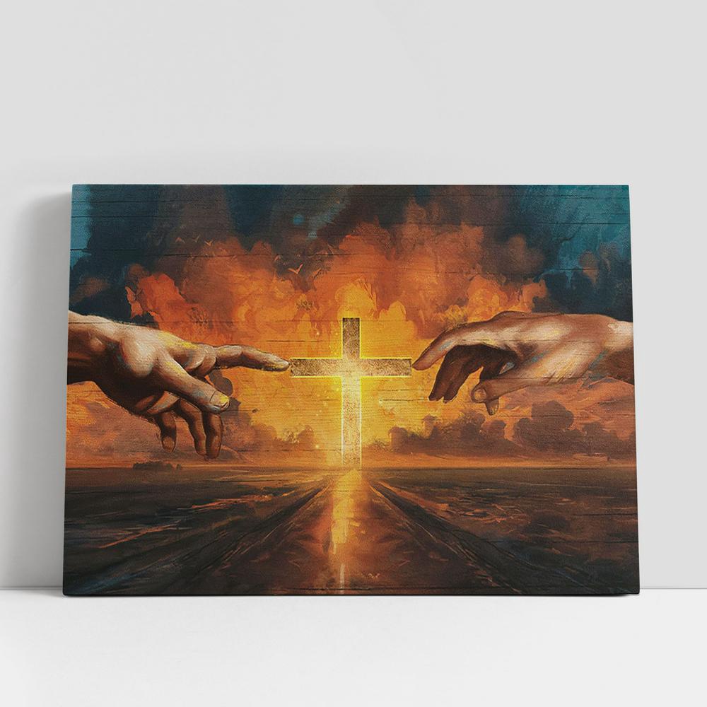 Christian Canvas Wall Art, Cross Sunset Inspirational Art Canvas Wall Art
