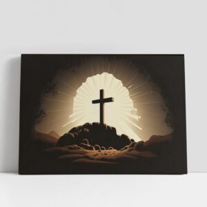 Christian Canvas Wall Art, Cross With Empty…