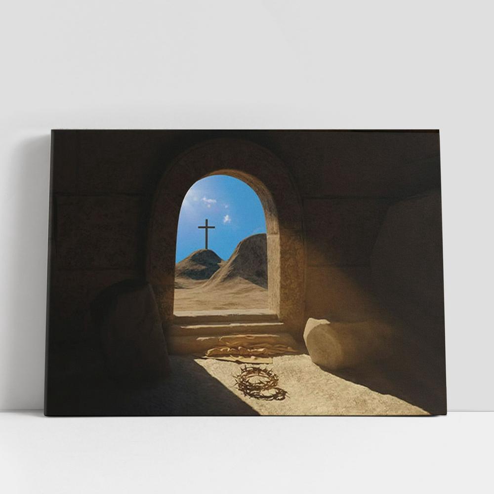 Christian Canvas Wall Art, Crown Of Thorns Tomb Canvas Art, Christian Gifts Wall Art Decor, Easter Wall Art Christian Canvas Wall Art, Crown Of Thorns Tomb Canvas Art, Christian Gifts Wall Art Decor, Easter Wall Art