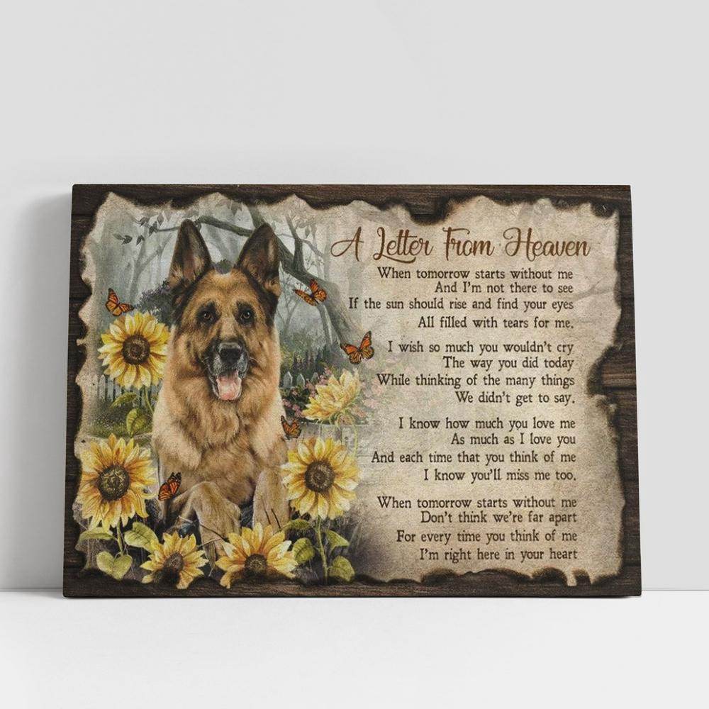 Christian Canvas Wall Art, Cute German Shepherd, Sunflower Garden, A Letter From Heaven Canvas Poster Christian Canvas Wall Art, Cute German Shepherd, Sunflower Garden, A Letter From Heaven Canvas Poster