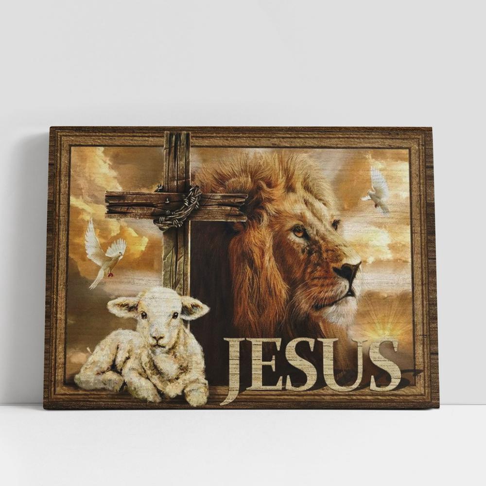 Christian Canvas Wall Art, Cute Lamb, Cross Symbol, Amazing Lion, Jesus Canvas Poster Christian Canvas Wall Art, Cute Lamb, Cross Symbol, Amazing Lion, Jesus Canvas Poster