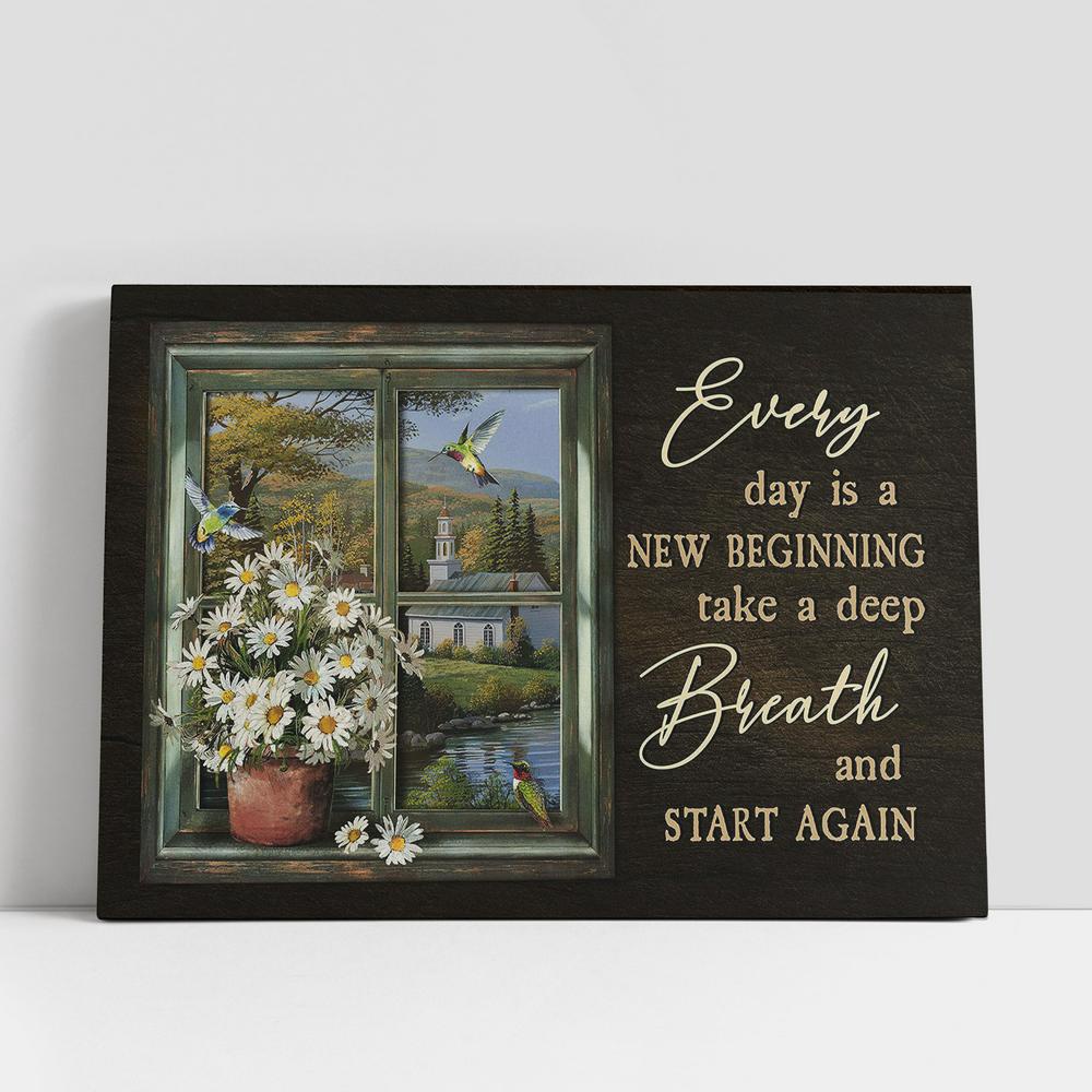 Christian Canvas Wall Art, Daisy Every day is a new beginning Canvas Wall Art