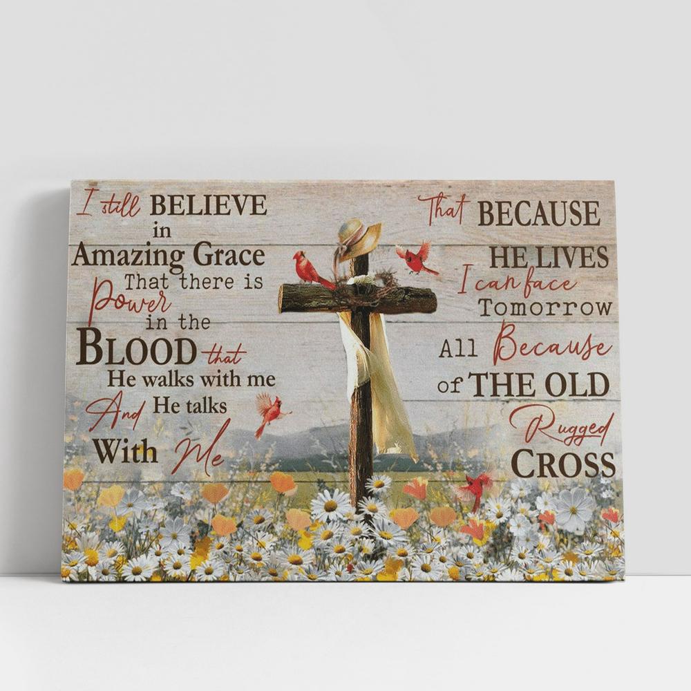 Christian Canvas Wall Art, Daisy Field, Cardinal, I Still Believe In Amazing Grace Jesus Canvas Poster