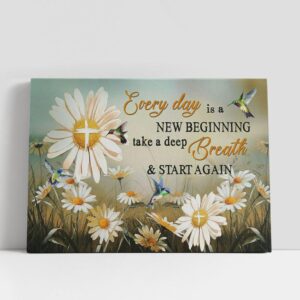 Christian Canvas Wall Art, Daisy Flower Every…
