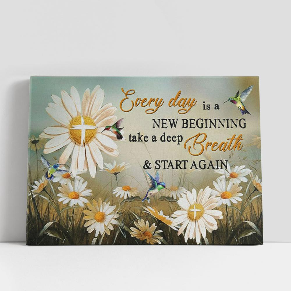 Christian Canvas Wall Art, Daisy Flower, Every Day Is A New Beginning Christian Gifts Canvas Wall Art Christian Canvas Wall Art, Daisy Flower, Every Day Is A New Beginning Christian Gifts Canvas Wall Art