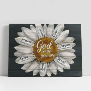 Christian Canvas Wall Art, Daisy, Flower God…