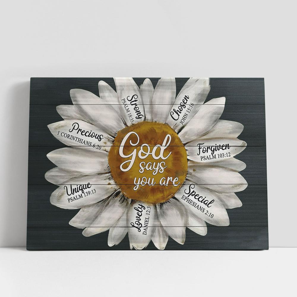 Christian Canvas Wall Art, Daisy, Flower God says you are Canvas Wall Art
